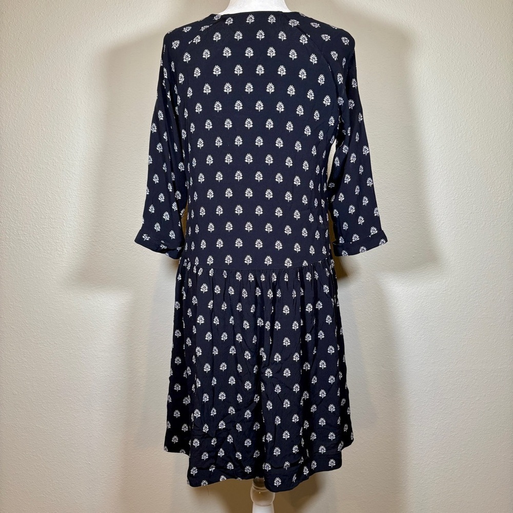 Garnet Hill Black Floral Midi Dress - Picture 4 of 7